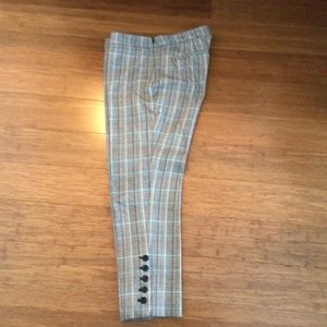 Talbots Chatham Ankle  Blue Green Button -Hem side zip pants . Size 12